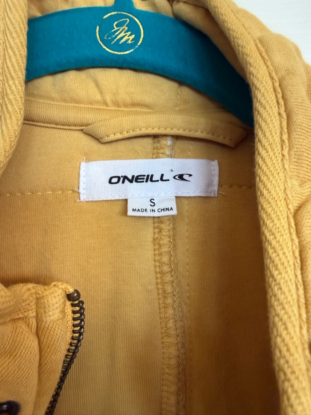 O’Neill Mustard Yellow Quilted Puffer Jacket Size Small Cropped Snap Zip Coat - Picture 3 of 4